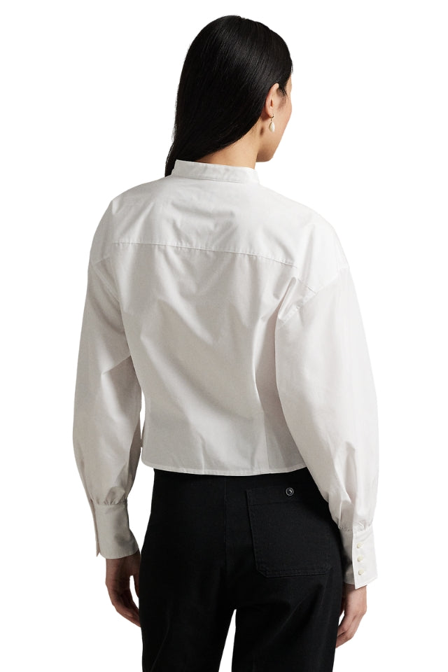 Cropped Cotton Poplin Tuxedo Shirt