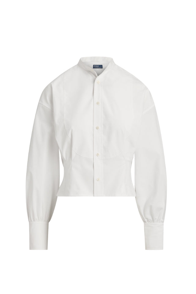Cropped Cotton Poplin Tuxedo Shirt