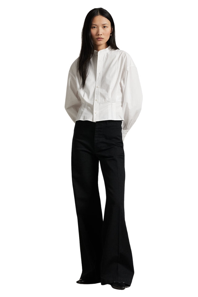 Cropped Cotton Poplin Tuxedo Shirt