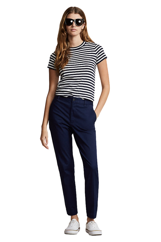 Cropped Slim Fit Chino - Navy