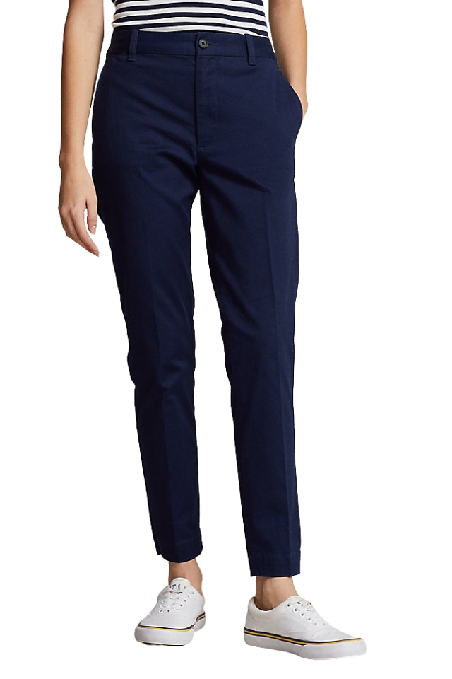 Cropped Slim Fit Chino - Navy