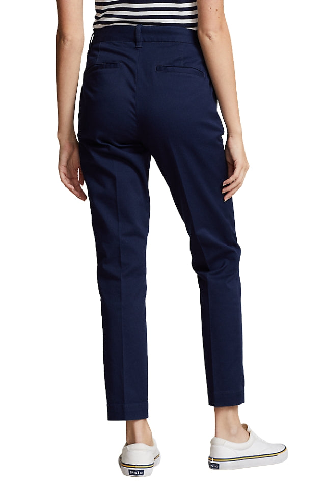 Cropped Slim Fit Chino - Navy