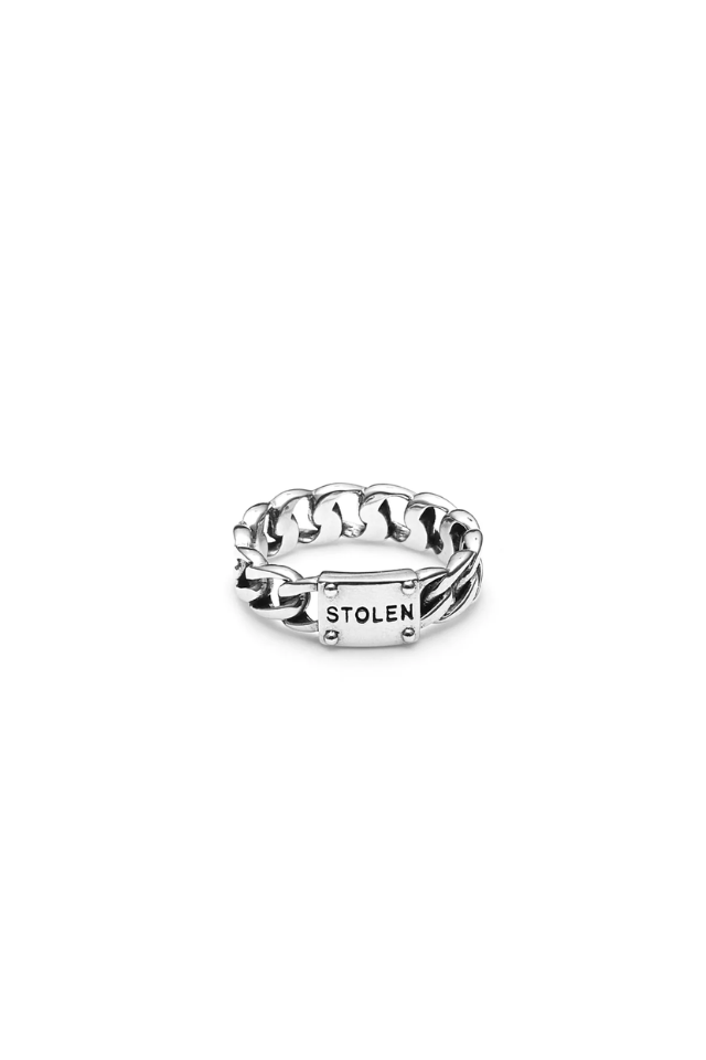 Curb Ring Slim - Oxidised Silver
