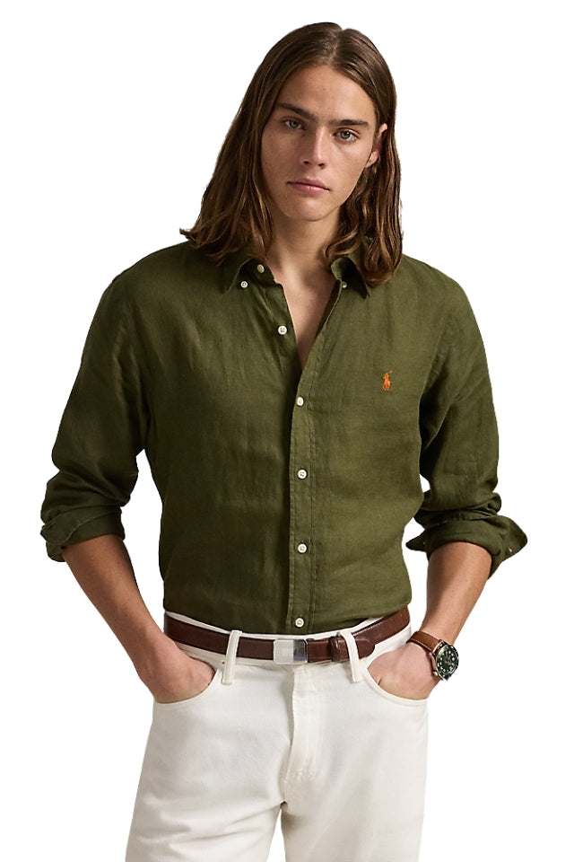 Custom Fit Linen Shirt - New Olive