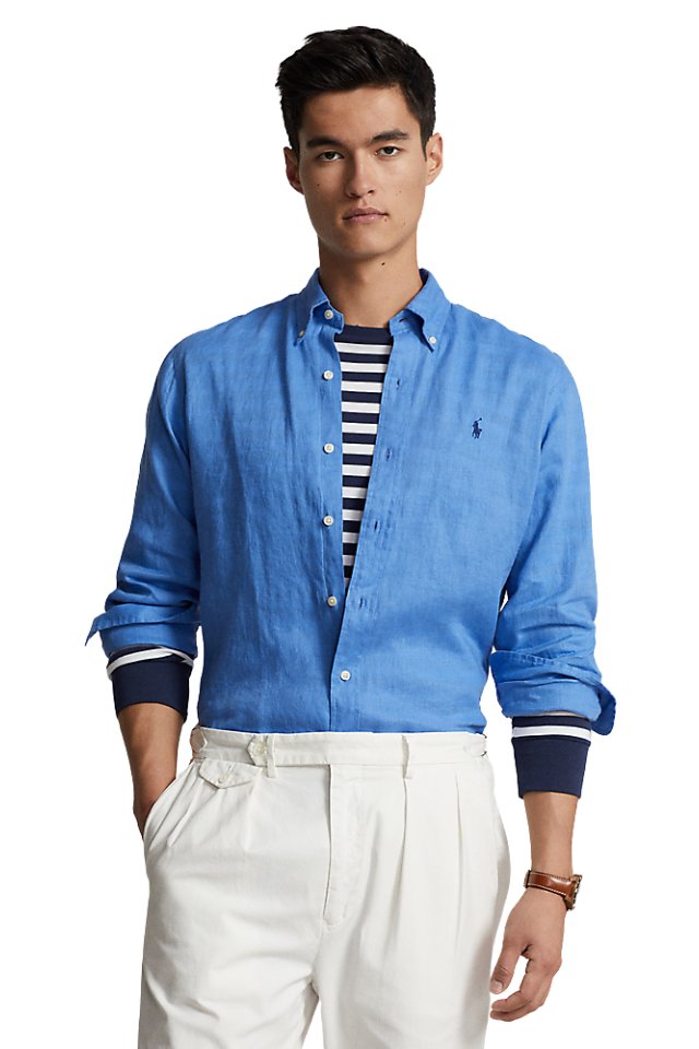 Custom Fit Linen Shirt - Summer Blue