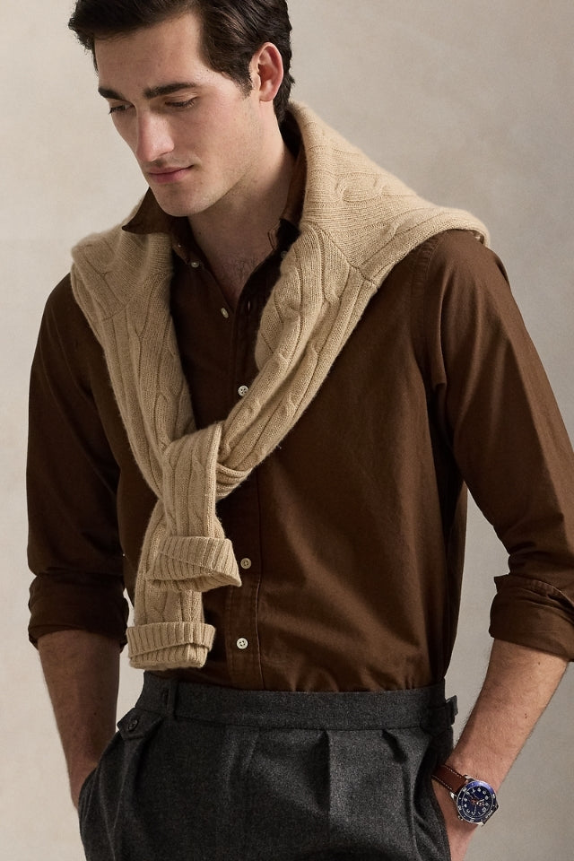 Custom Fit Oxford Shirt - Brown