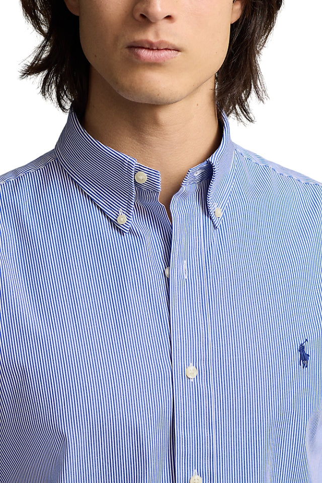 Custom Fit Stretch Poplin Shirt - Blue