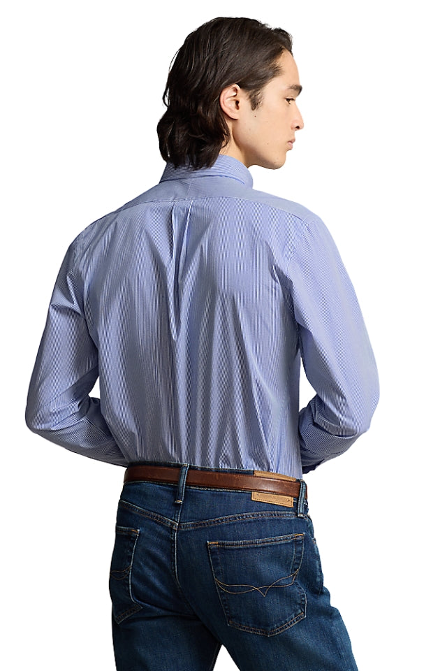 Custom Fit Stretch Poplin Shirt - Blue