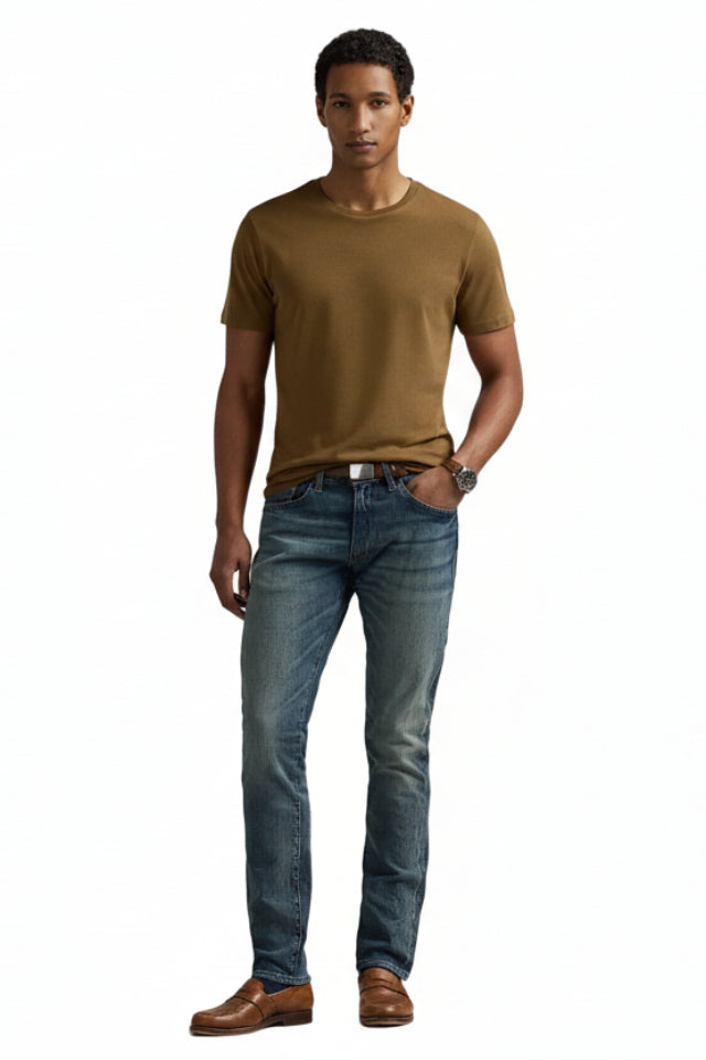 Custom Slim Fit Crewneck T-Shirt - Brown