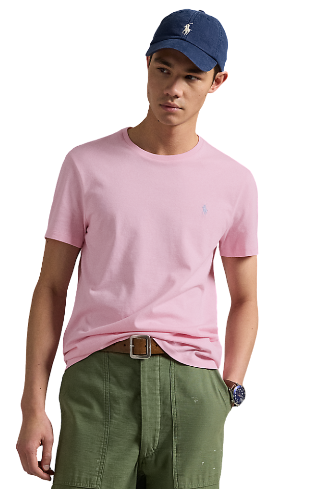 Custom Slim Fit Jersey Crewneck T-Shirt - Bath Pink