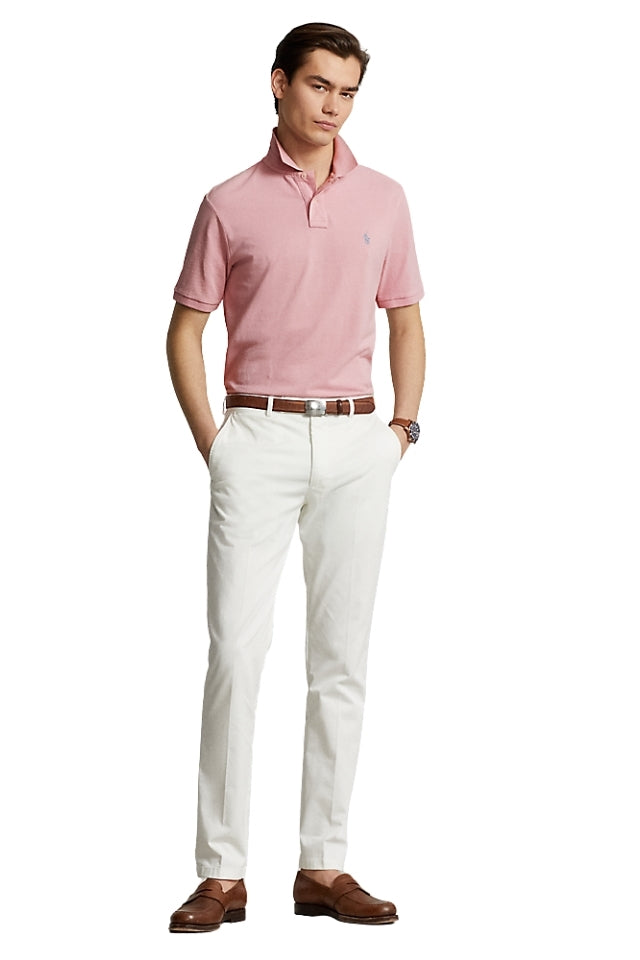Custom Slim Fit Mesh Polo - Light Pastel Pink