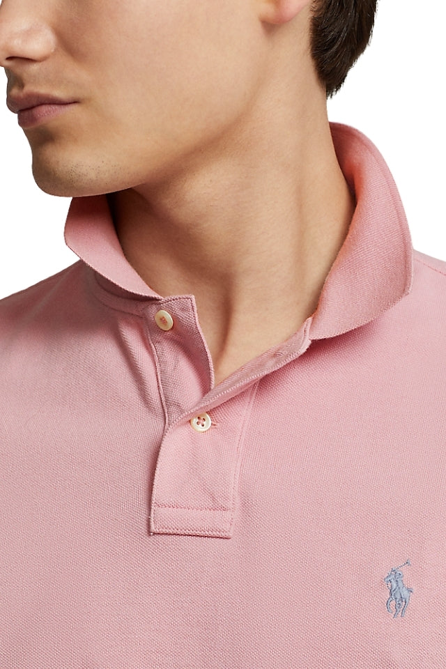 Custom Slim Fit Mesh Polo - Light Pastel Pink