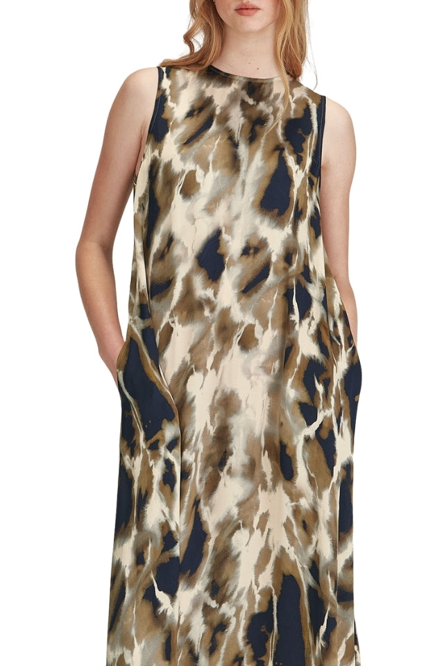 Dakota Print Dress - Navy/Khaki