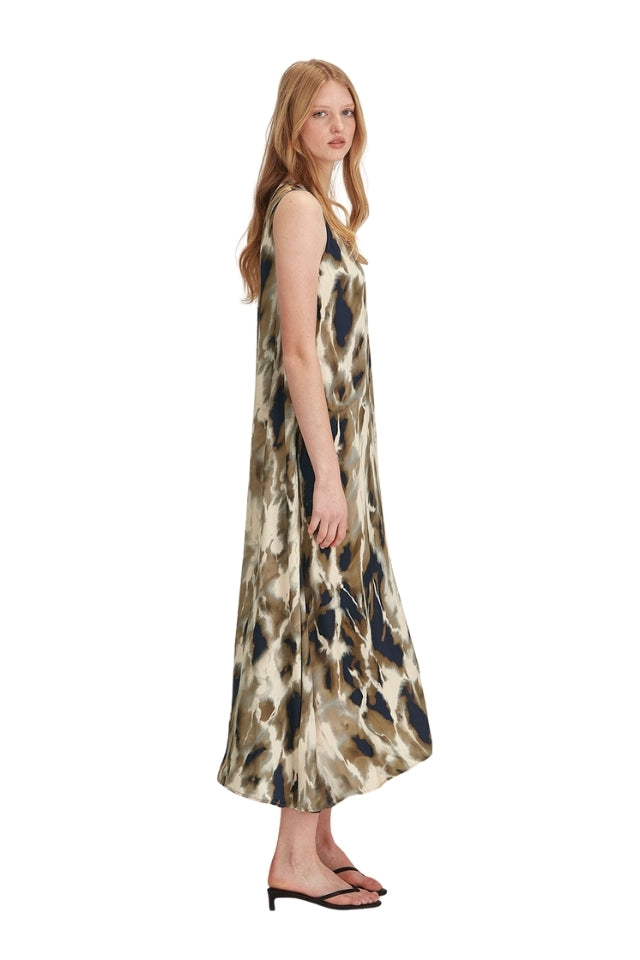Dakota Print Dress - Navy/Khaki