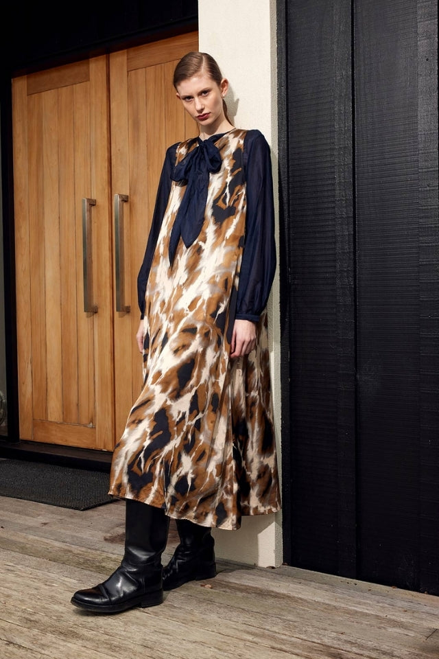 Dakota Print Dress - Navy/Khaki