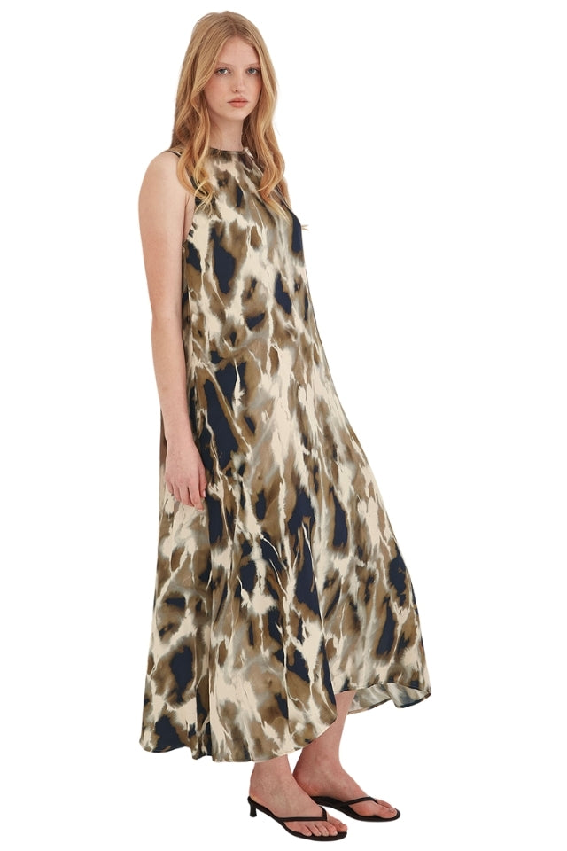 Dakota Print Dress - Navy/Khaki
