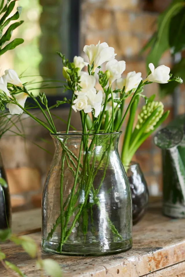 Dappled Clear Fluted Vase