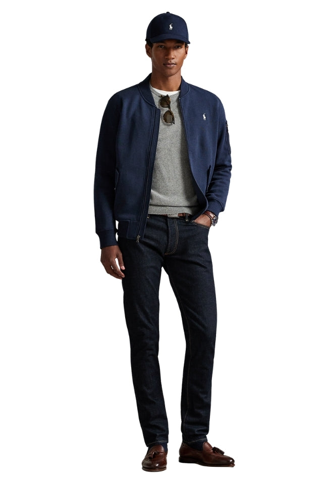 Double Knit Bomber Jacket - Navy