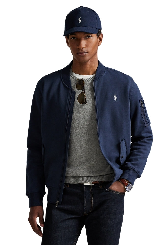 Double Knit Bomber Jacket - Navy