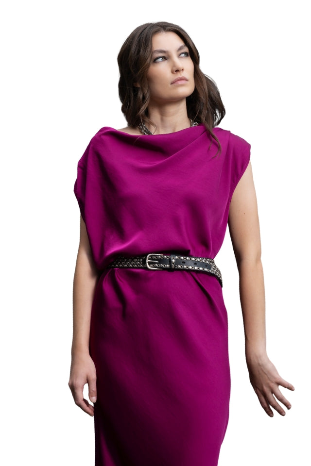 Drape Front Maxi Dress - Cerise
