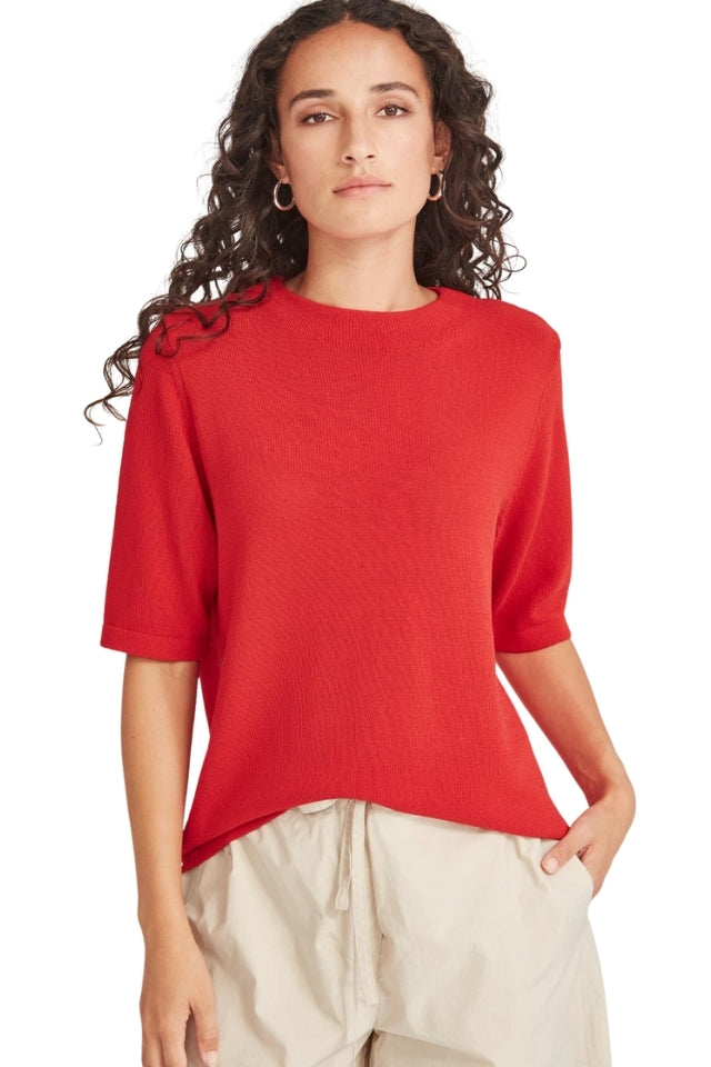 Echo Knit Tee - Scarlet