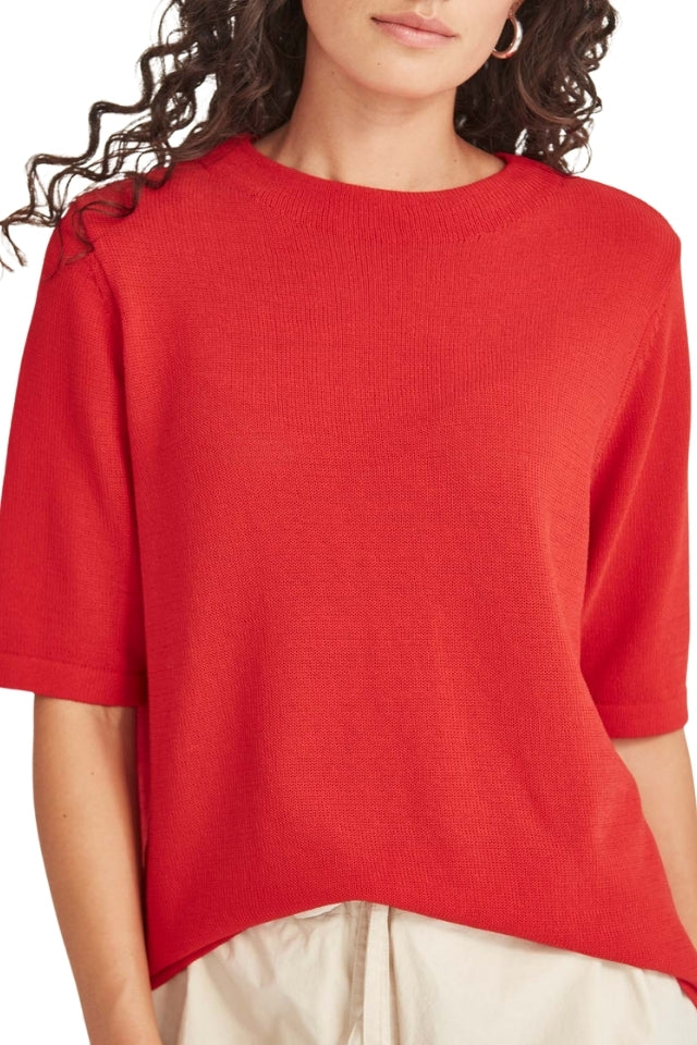 Echo Knit Tee - Scarlet