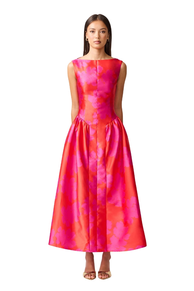 Eloise Midi Dress - Red Fuchsia