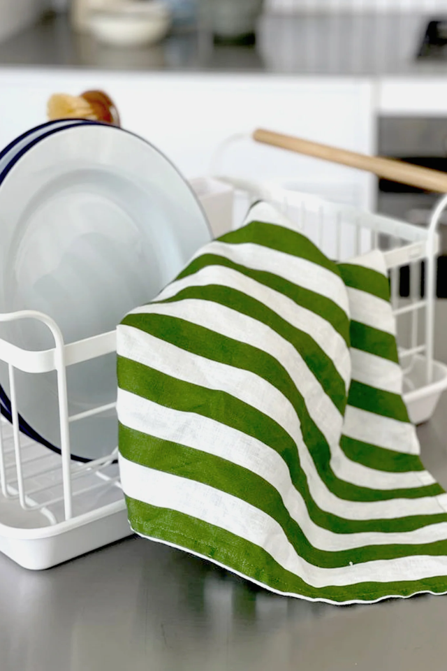 Olive Stripe Tea Towel