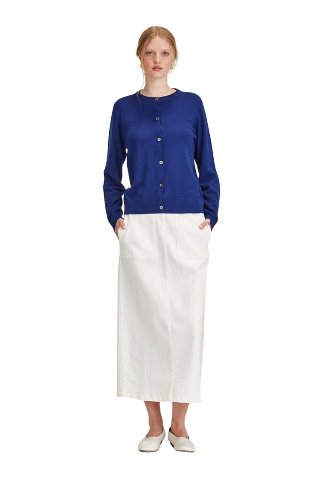 Felicity Merino Cardigan - Cobalt