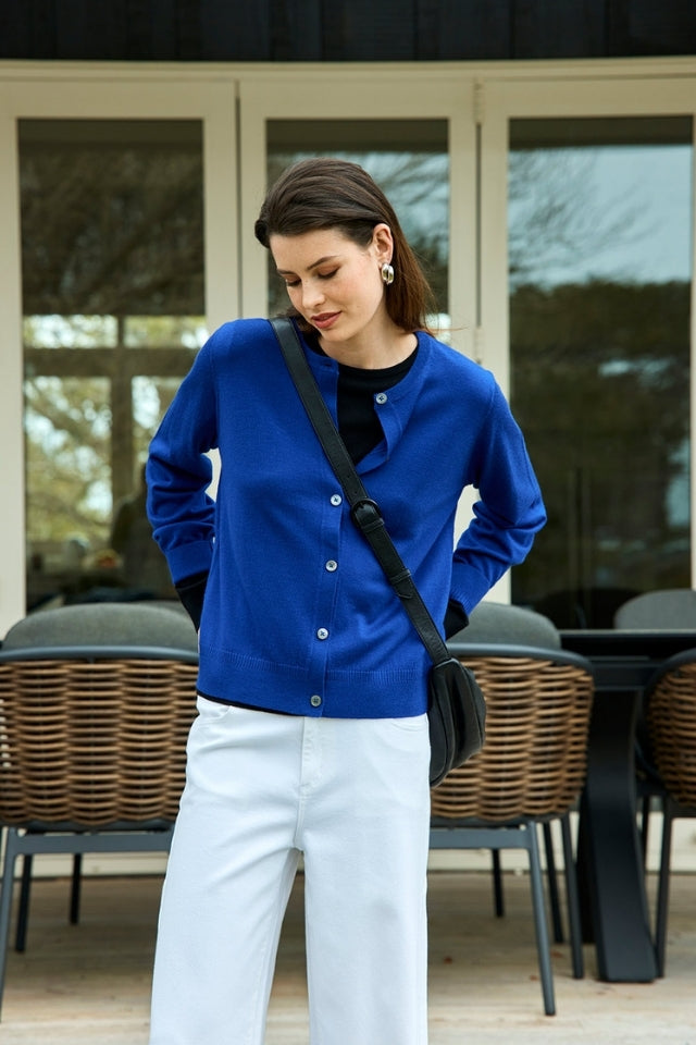 Felicity Merino Cardigan - Cobalt