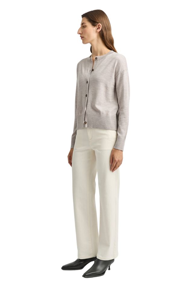 Fine Knit Cardigan - Light Oak