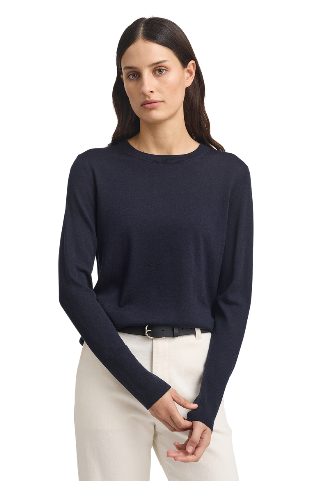 Fine Merino Crew - French Navy