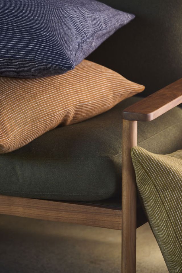 Fine Striped Linen Cushion Cover - Night