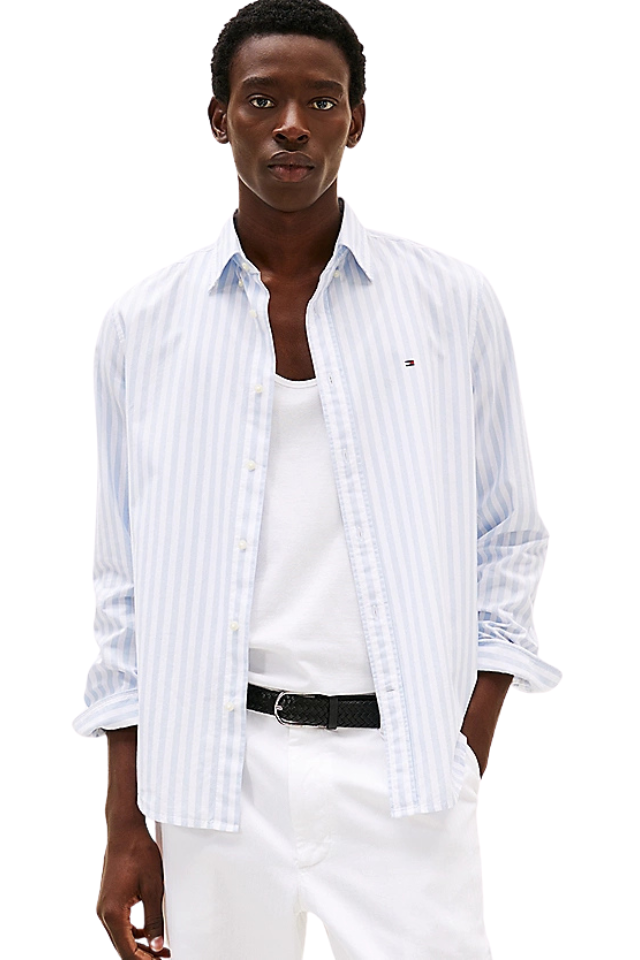 Flex Regular Fit Stripe Shirt - Sweet Blue/Optic White