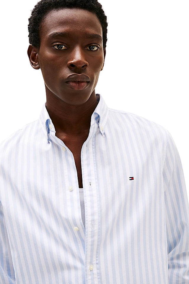 Flex Regular Fit Stripe Shirt - Sweet Blue/Optic White