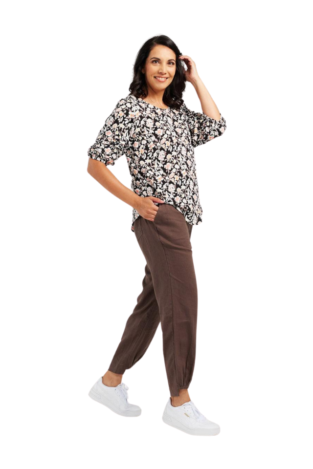 Floral Pinktuck Sleeve Top