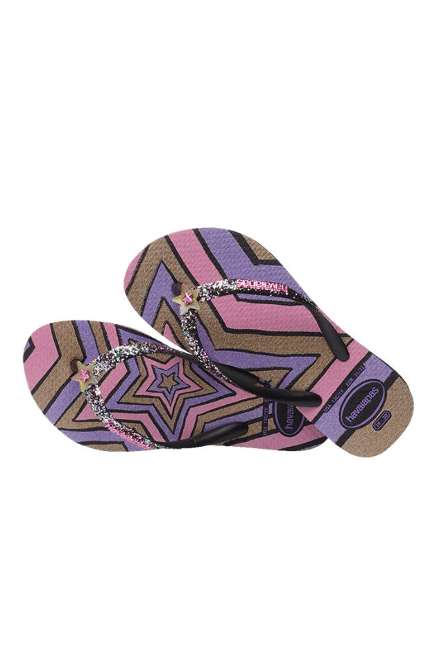 Kids Slim Glitter Jandals - Stars
