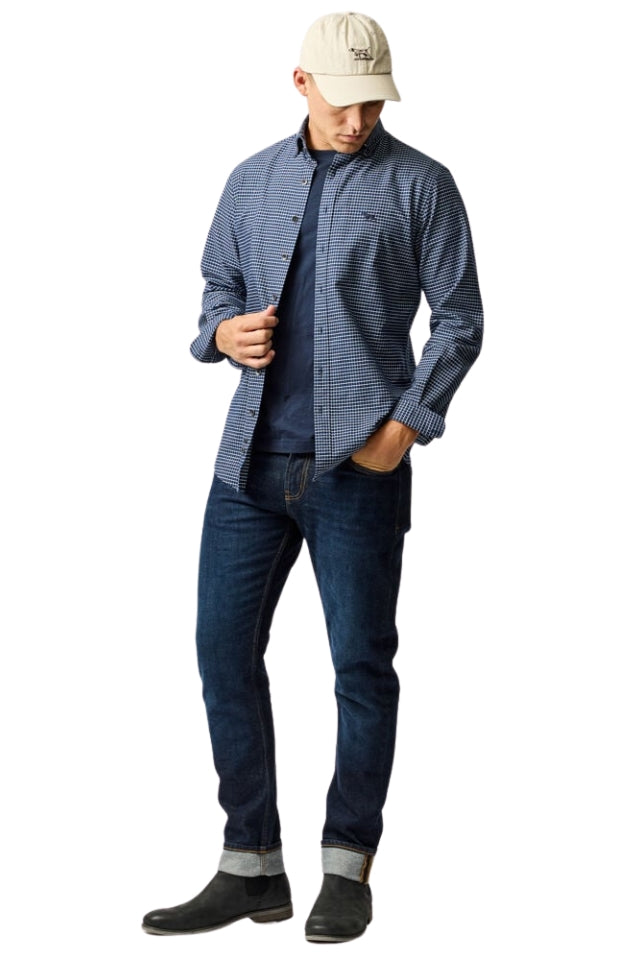 Gunn Check Oxford 5 Sports Fit Shirt - Midnight
