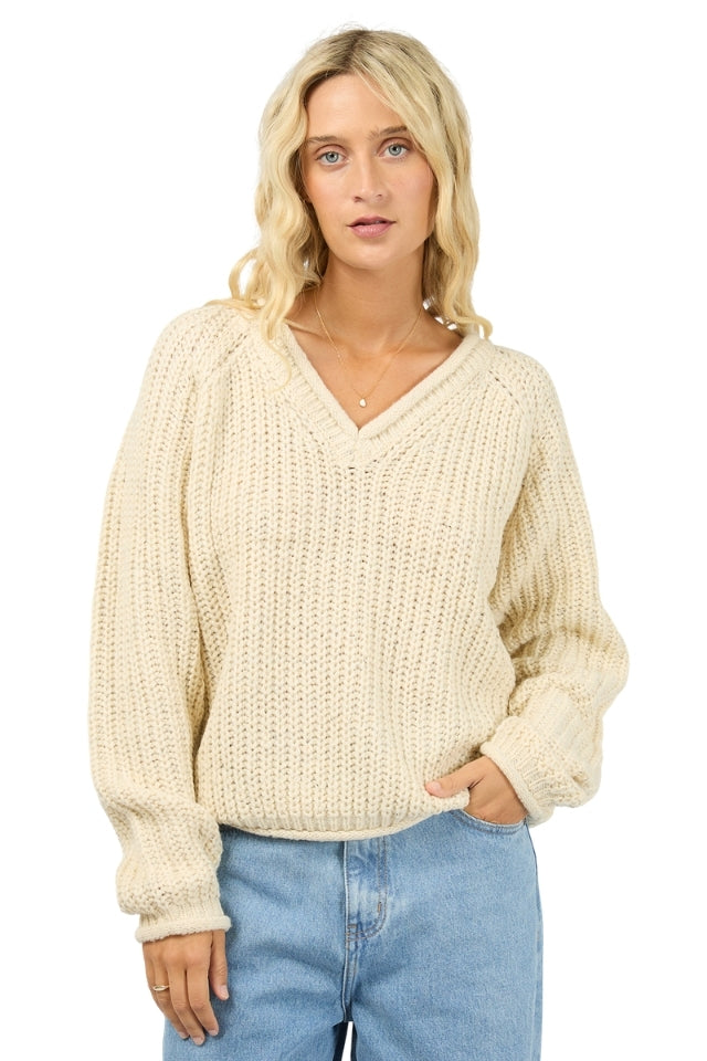 Hali V-Neck Knit - Vanilla
