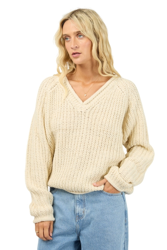 Hali V-Neck Knit - Vanilla