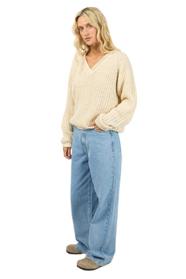 Hali V-Neck Knit - Vanilla