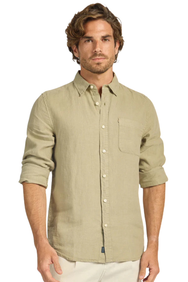 Hampton Linen Shirt - Aloe Green