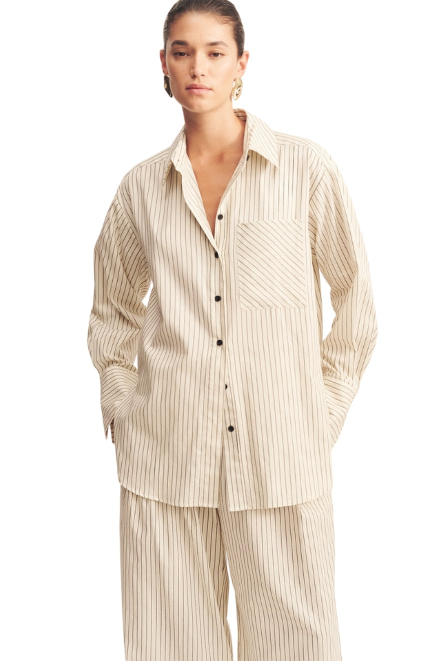 Hudson Shirt - Blanc Pinstripe