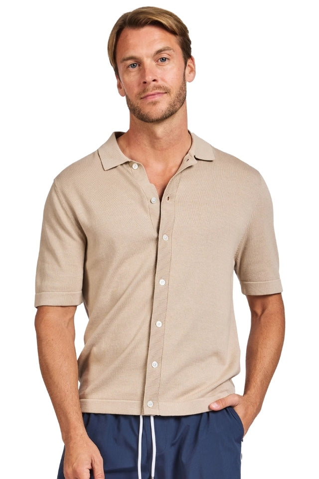 Jackson Knit Polo - Warm Sand