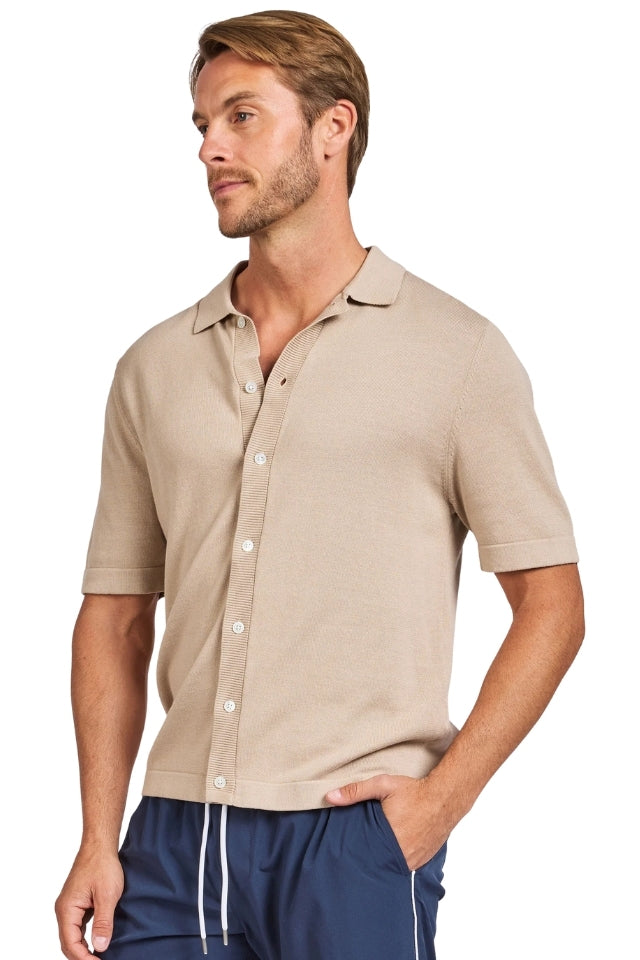 Jackson Knit Polo - Warm Sand