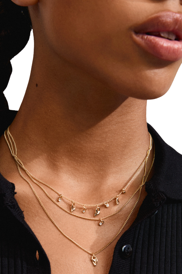 Jules Recycled Gold Plated Necklace - Crystal