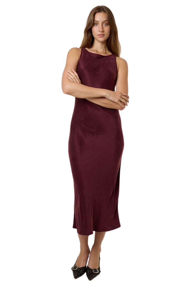 Kathleen Slip Dress - Mahogany