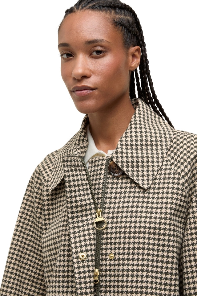 Kennedy Check Showerproof Jacket - Sage Houndstooth/Mist