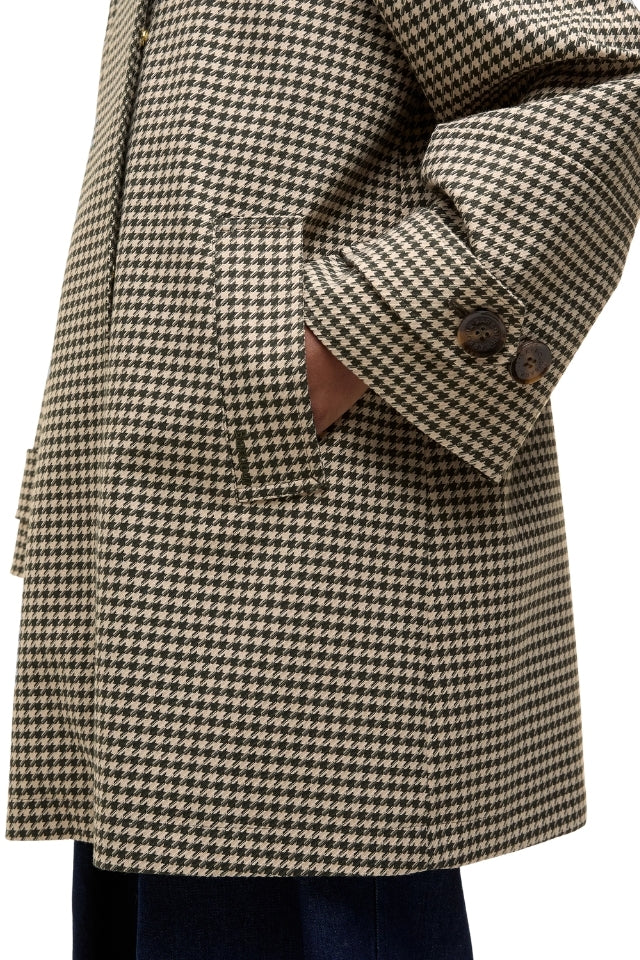 Kennedy Check Showerproof Jacket - Sage Houndstooth/Mist