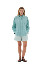 LMD034 LMND Chiara Shirt Stripe Teal Sage